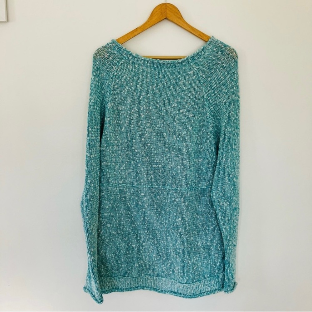 Free People Teal Scoop Neck Slouchy Sweater Dress Blue Turquoise Comfycore - Picture 10 of 13